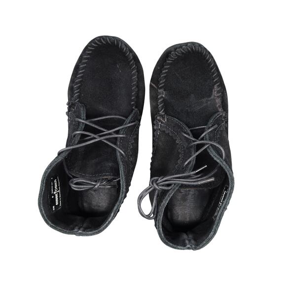 Minnetonka Shoes Womens 8 Moccasin Chukka Ankle Bootie Leather Black Lace Up - Picture 6 of 14